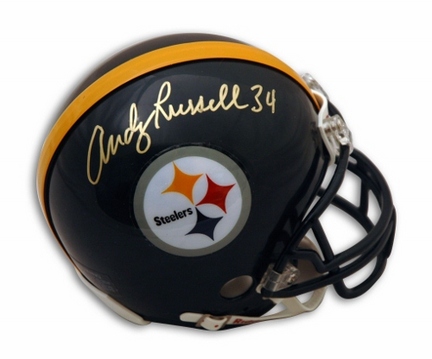 Andy Russell Pittsburgh Steelers Autographed Mini Football Helmet