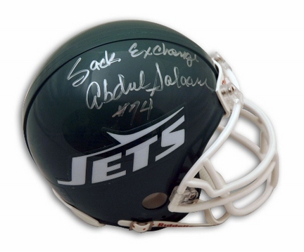 Abdul Salaam New York Jets Autographed Mini Football Helmet Inscribed "Sack Exchange"