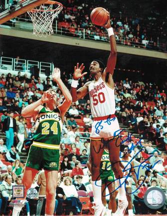 Ralph Sampson Autographed "Blue Signature" Houston Rockets 8" x 10" Photo with "85-86 Western C