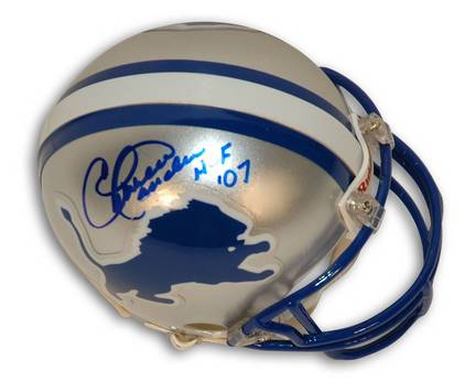 Charlie Sanders Detroit Lions Autographed Riddell Mini Football Helmet Inscribed with "HOF 07"
