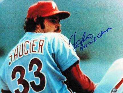 Kevin Saucier Philadelphia Phillies Autographed 8" x 10" Unframed Photograph Inscribed with "1980 WS Cham