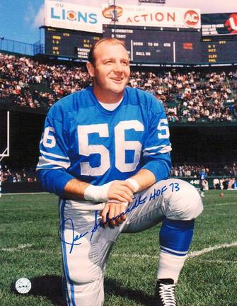 Joe Schmidt Detroit Lions Autographed 8" x 10" Unframed Photograph Inscribed with "HOF 73"