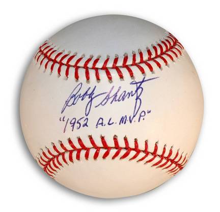 Bobby Shantz Autographed Baseball Inscribed with "1952 AL MVP"