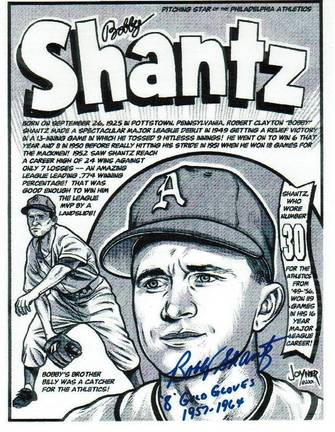 Bobby Shantz Kansas City Athletics Autographed 8" x 10" Unframed Lithograph Inscribed with "8 Gold Gloves