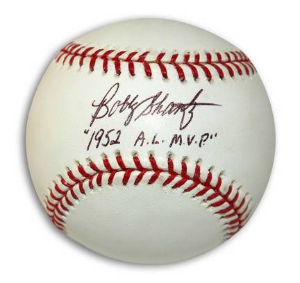 Bobby Shantz Autographed Baseball Inscribed with "1952 AL MVP" (Black Ink)