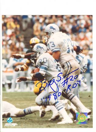 Billy Sims Detroit Lions Autographed 8" x 10" Photograph Inscribed with "ROY 80"and "#20" 