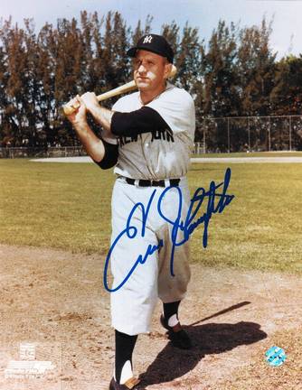 Enos Slaughter Autographed "Swinging" New York Yankees 8" x 10" Photo