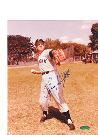 Enos Slaughter New York Yankees Autographed 8" x 10" Throwing Ball Photograph (Unframed)