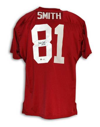 Jackie Smith Autographed St. Louis Cardinals Red Throwback Jersey Inscribed "HOF 94"