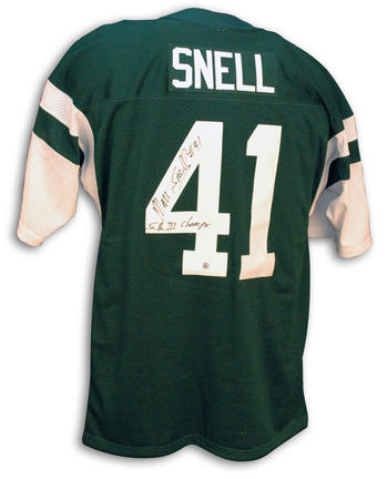 Matt Snell Autographed New York Jets Green Throwback Jersey Inscribed with "S.B. III Champs"