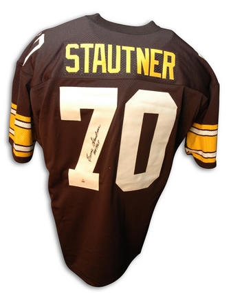 Ernie Stautner Autographed Pittsburgh Steelers Throwback Jersey Inscribed with "HOF 1969"
