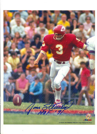 Jan Stenerud Kansas City Chiefs Autographed 8" x 10" Photograph Inscribed with "HOF 91" (Unframed)