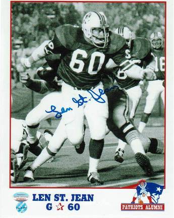 Len St. Jean Autographed "Alumni Shot" New England Patriots 8" x 10" Photo