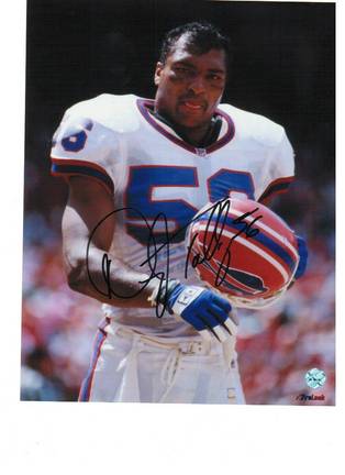 Darryl Talley Autographed "Holding Helmet" Buffalo Bills 8" x 10" Photo
