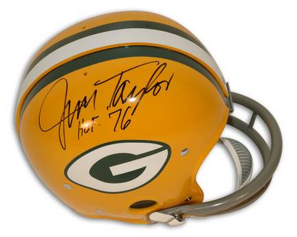 Jim Taylor Green Bay Packers Autographed Riddell Pro Line RK Throwback NFL Full Size Football Helmet Inscribed with &quo