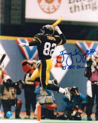 Yancy Thigpen Pittsburgh Steelers Autographed 8" x 10" Photograph Inscribed with "95 AFC Champs!" in