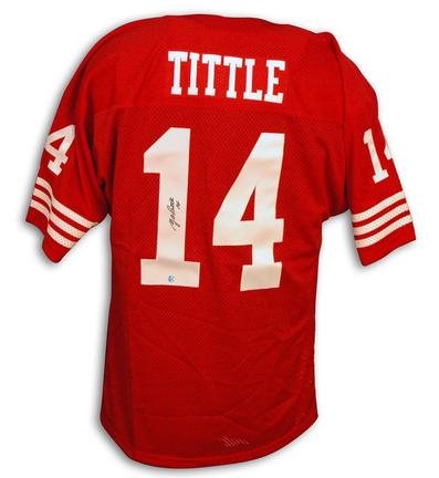 Y.A. Tittle Autographed San Francisco 49ers Throwback Red Jersey