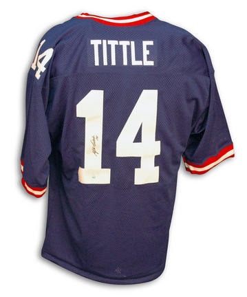 Y.A. Tittle Autographed New York Giants Throwback Blue Jersey