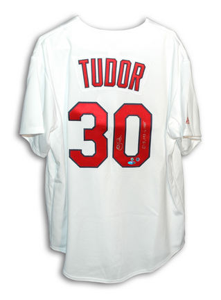 John Tudor Autographed St. Louis Cardinals White Majestic Baseball Jersey Inscribed with "21-8 1.93 in 1985"