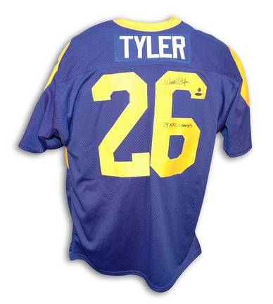 Wendell Tyler Autographed Custom Throwback Football Jersey with "79 NFC Champs" Inscription (Blue)
