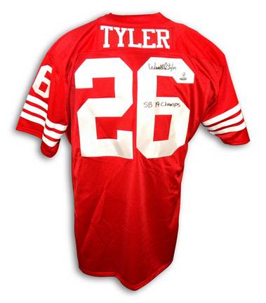 Wendell Tyler Autographed Custom Throwback Football Jersey with "SB 19 Champs" Inscription (Red)