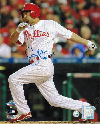 Shane Victorino Autographed "Swing" Philadelphia Phillies 8" x 10" Photo Inscribed "08 WSC"