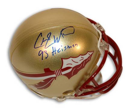 Charlie Ward Florida State Seminoles Autographed Riddell Mini Football Helmet Inscribed with "93 Heisman"