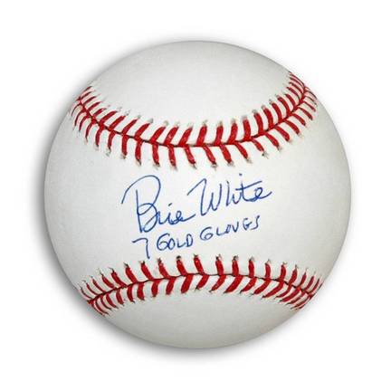 Bill White Autographed OML Baseball Inscribed "7 Gold Gloves"