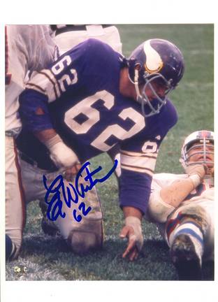 Ed White Minnesota Vikings Autographed 8" x 10" Photograph with "62" Inscription (Unframed)