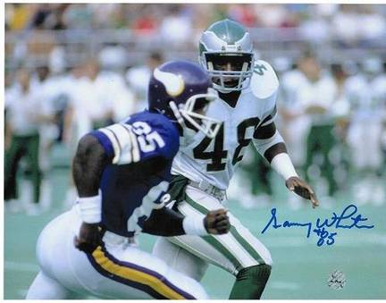 Sammy White Autographed "Vs Eagles" Minnesota Vikings 8" x 10" Photo