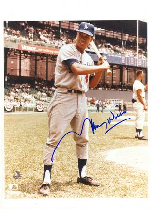 Maury Wills Los Angeles Dodgers Autographed 8" x 10" Stance Photograph (Unframed)