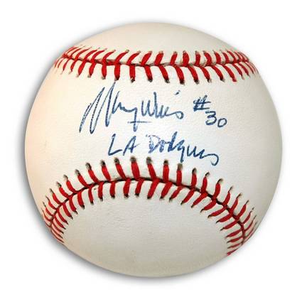 Maury Wills Autographed Baseball Inscribed with "LA Dodgers"