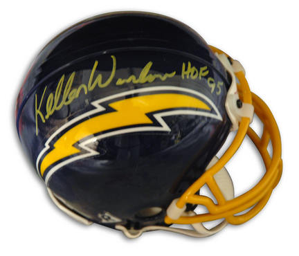 Kellen Winslow Autographed San Diego Chargers Throwback Riddell Authentic Mini Helmet Inscribed with "HOF 95"