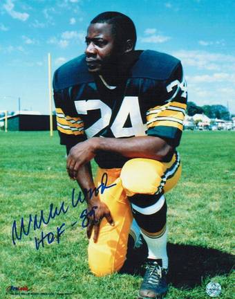 Willie Wood Green Bay Packers Autographed 8" x 10" Kneeling Photograph Inscribed "HOF 89" (Unframed)