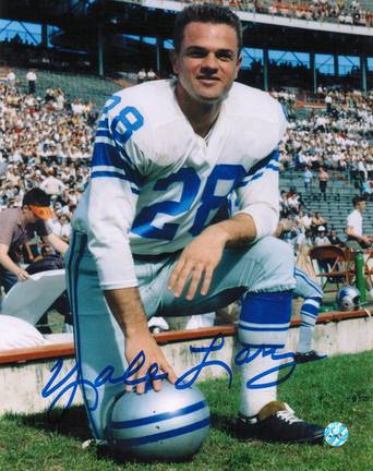 Yale Lary Autographed "On One Knee" Detroit Lions 8" x 10" Photo
