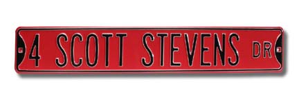 Steel Street Sign:  "4 SCOTT STEVENS DR"