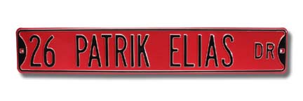 Steel Street Sign:  "26 PATRIK ELIAS DR"