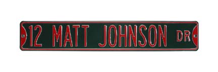 Steel Street Sign:  "12 MATT JOHNSON DR"