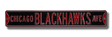 Steel Street Sign: "CHICAGO BLACKHAWKS AVE"