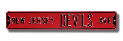 Steel Street Sign:  "NEW JERSEY DEVILS AVE"