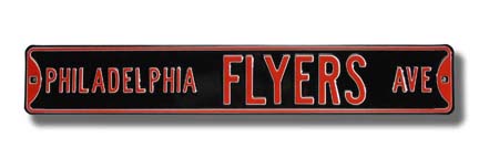 Steel Street Sign:  "PHILADELPHIA FLYERS AVE"