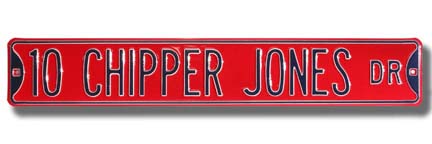 Steel Street Sign:  "10 CHIPPER JONES DR"
