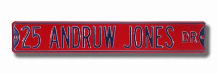 Steel Street Sign: "25 ANDRUW JONES DR"