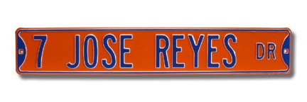 Steel Street Sign:  "7 JOSE REYES DR"