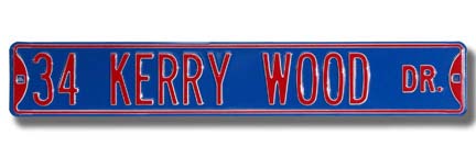 Steel Street Sign:  "34 KERRY WOOD DR."