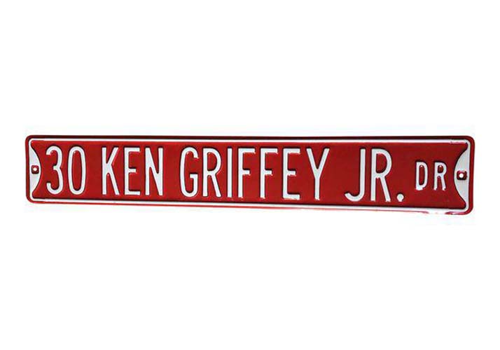 Steel Street Sign:  "30 KEN GRIFFEY JR DR"