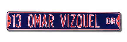 Steel Street Sign:  "13 OMAR VIZQUEL DR"