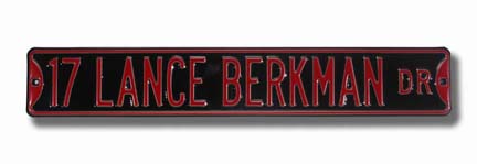 Steel Street Sign: "17 LANCE BERKMAN DR"