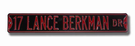 Steel Street Sign: "17 LANCE BERKMAN DR"