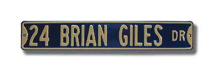 Steel Street Sign: "24 BRIAN GILES DR"